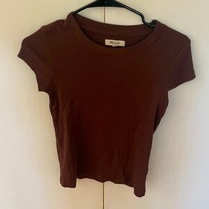 Madewell Brown Rib Cap Sleeve Baby Tee